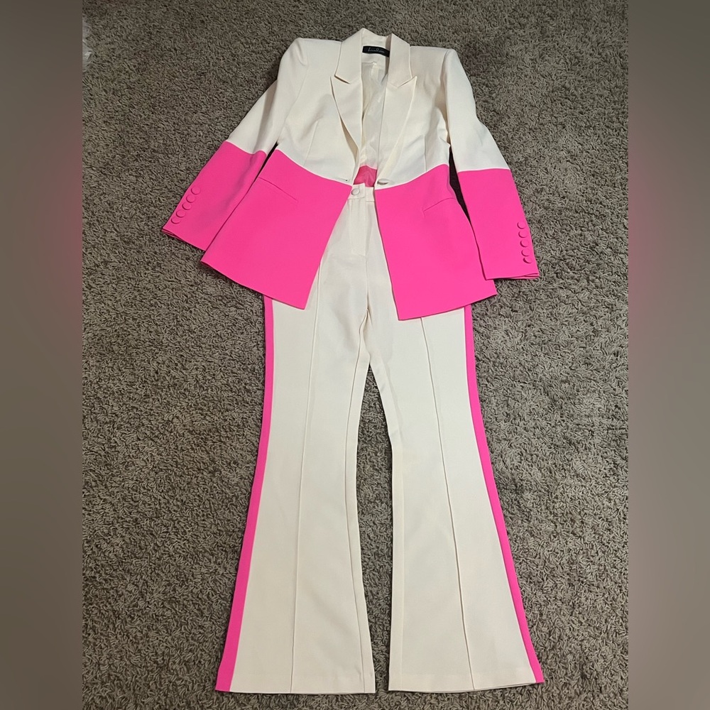 Pink women’s power suit